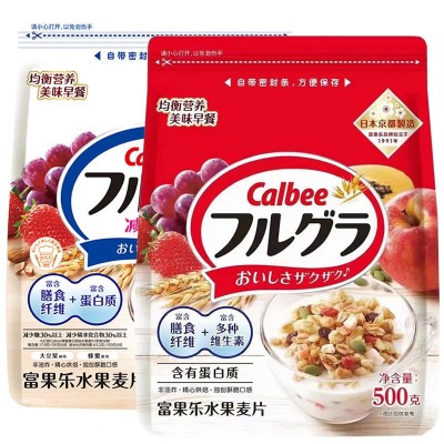 日本进口卡乐比Calbee富果乐水果麦片500g/袋 谷物早餐代餐